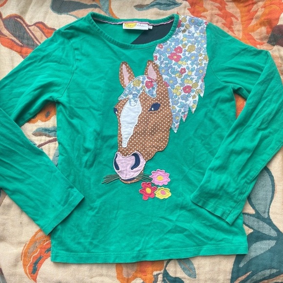Mini Boden Green Horse Graphic Kids Shirt - size 8-9 years - Picture 7 of 8